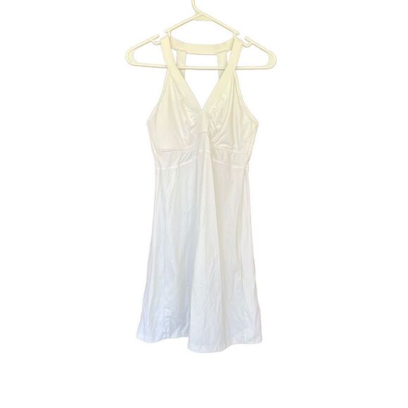 Athleta Womens White Sunfish Padded V Neck Tank Swim Dress Small - Picture 7 of 8